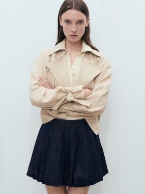 Mango Blue balloon denim skirt NWT